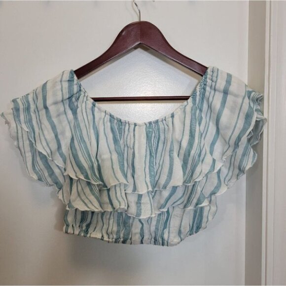 ❤️ 3 for $35 Show me your mumu kaya crop top ruffles off shoulder tiered small - Picture 2 of 8